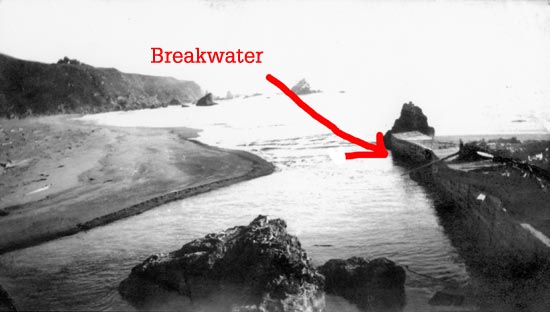 breakwater at mouth of Navarro River