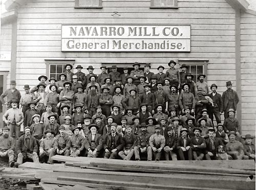 Mill hands at company store